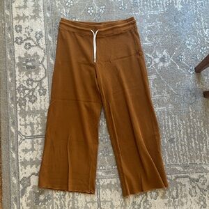 Mate the Label waffle knit pants in burnt orange/amber color